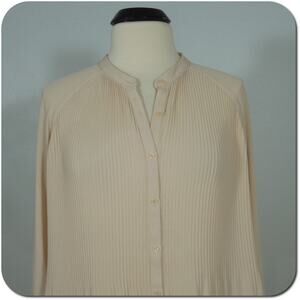 FOREVER 21 Blouse M MEDIUM Womens Champagne Sheer Button Pleated Loose Fit